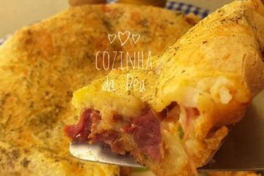 Receita - Torta de pão de queijo com carne seca