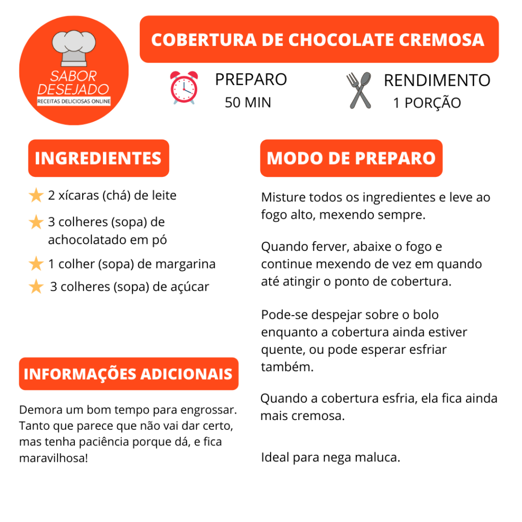 COBERTURA DE CHOCOLATE CREMOSA