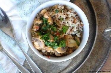 Strognoff vegetariano com cogumelos