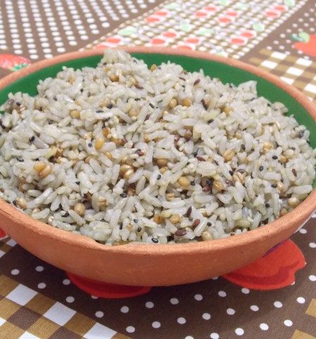 Receita de Arroz integral com grãos