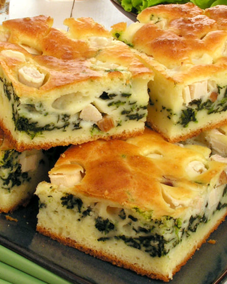 Receita de Torta de palmito com espinafre e bacon