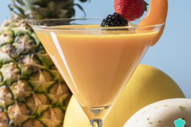 Coquetel de frutas com vodka e leite condensado