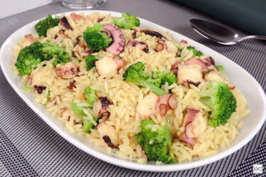 receita de Arroz com polvo e brócolis